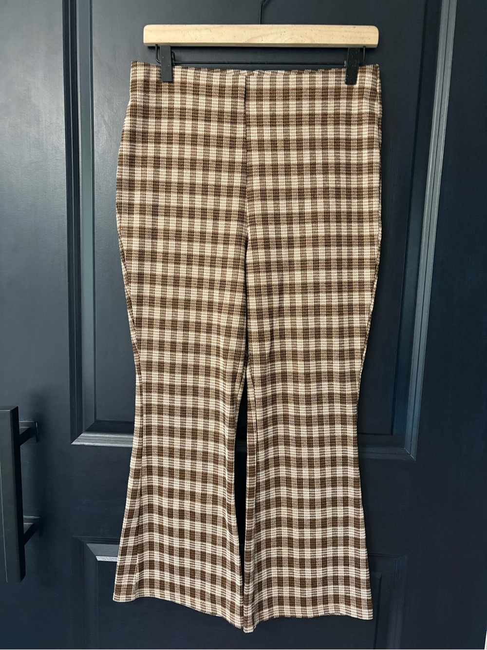 love on a hanger Brown & Cream Plaid Flare Pants